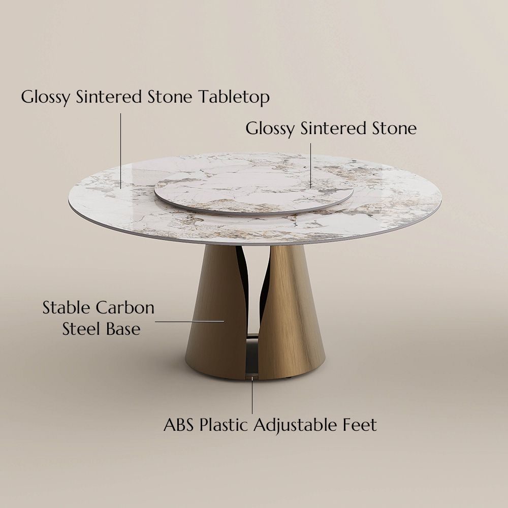 for 4 Pandora & Bronze Glossy Sintered Stone Dining Tables