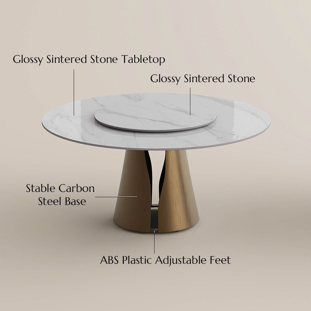 Bronze White & Bronze Glossy Sintered Stone Dining Tables