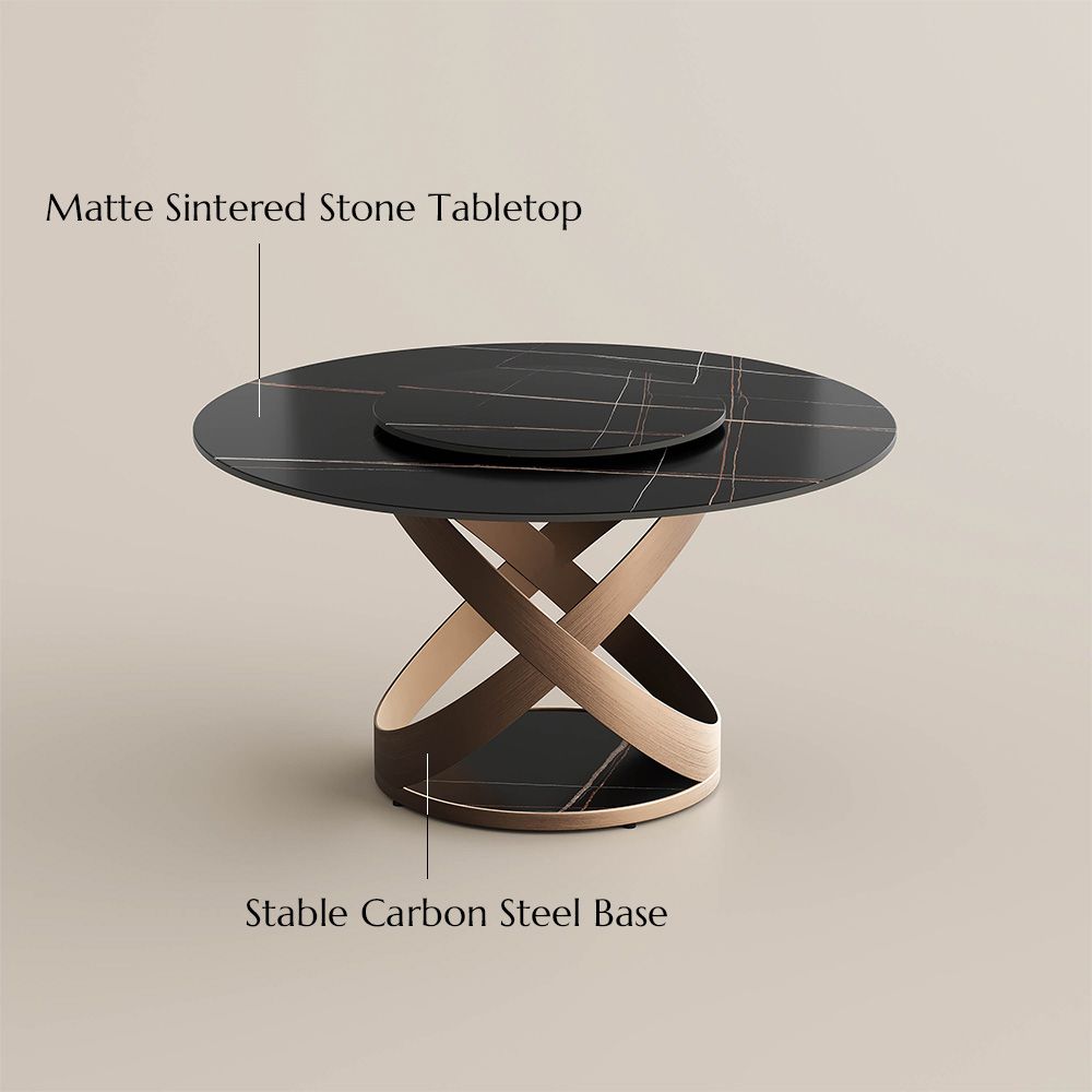 Black Black Matte Sintered Stone Dining Tables