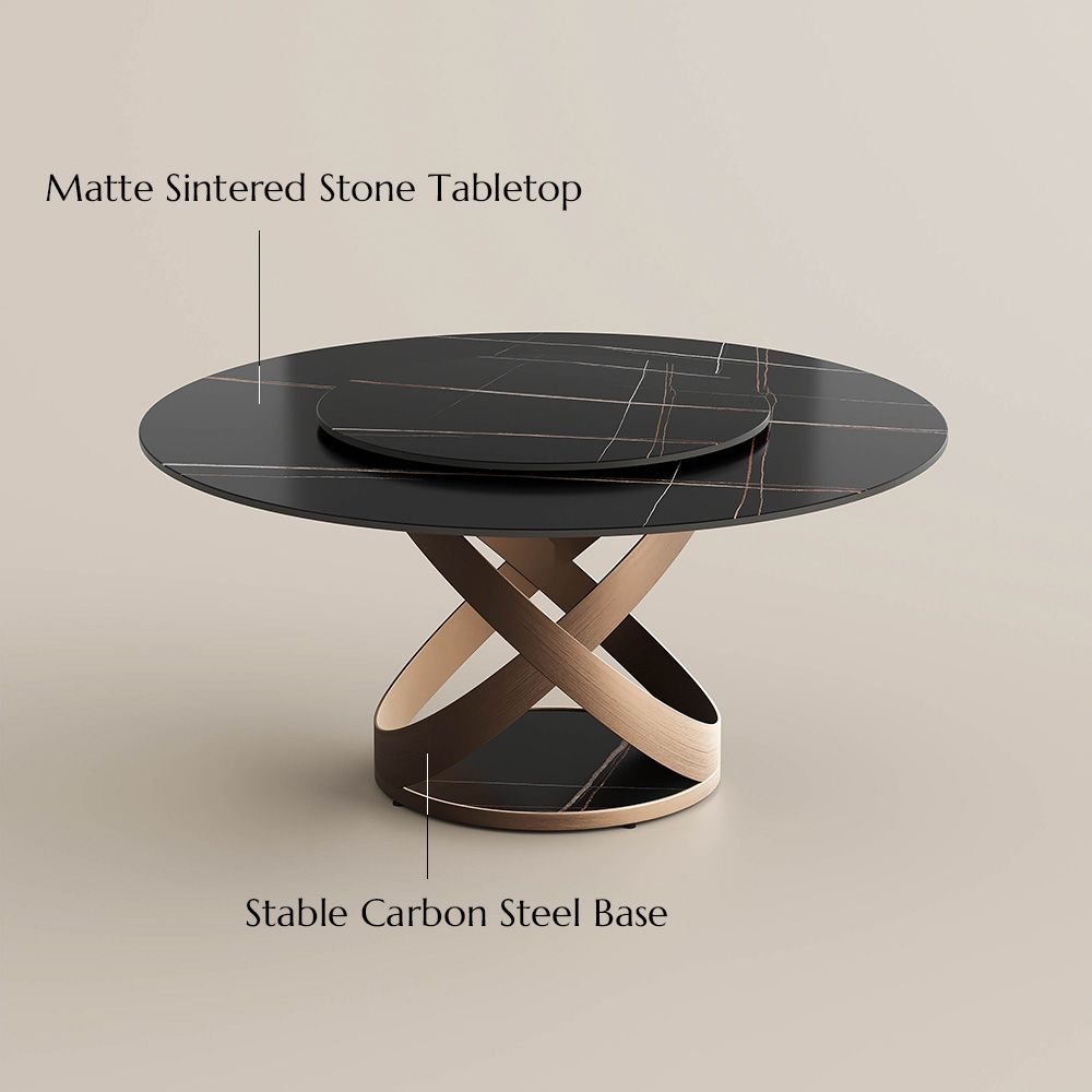 Seats 6 Black Matte Sintered Stone Dining Tables