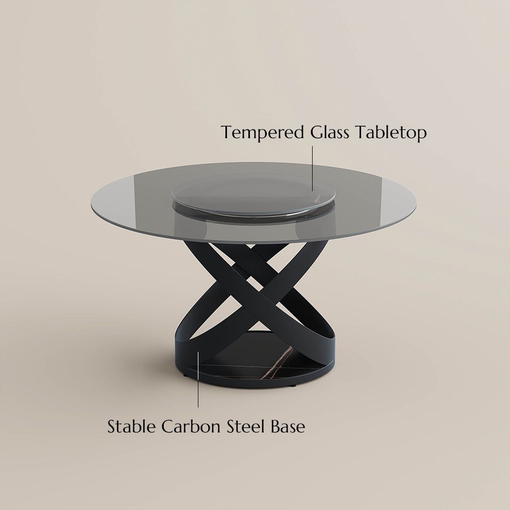 Gray Smoked Gray Tempered Glass Dining Tables