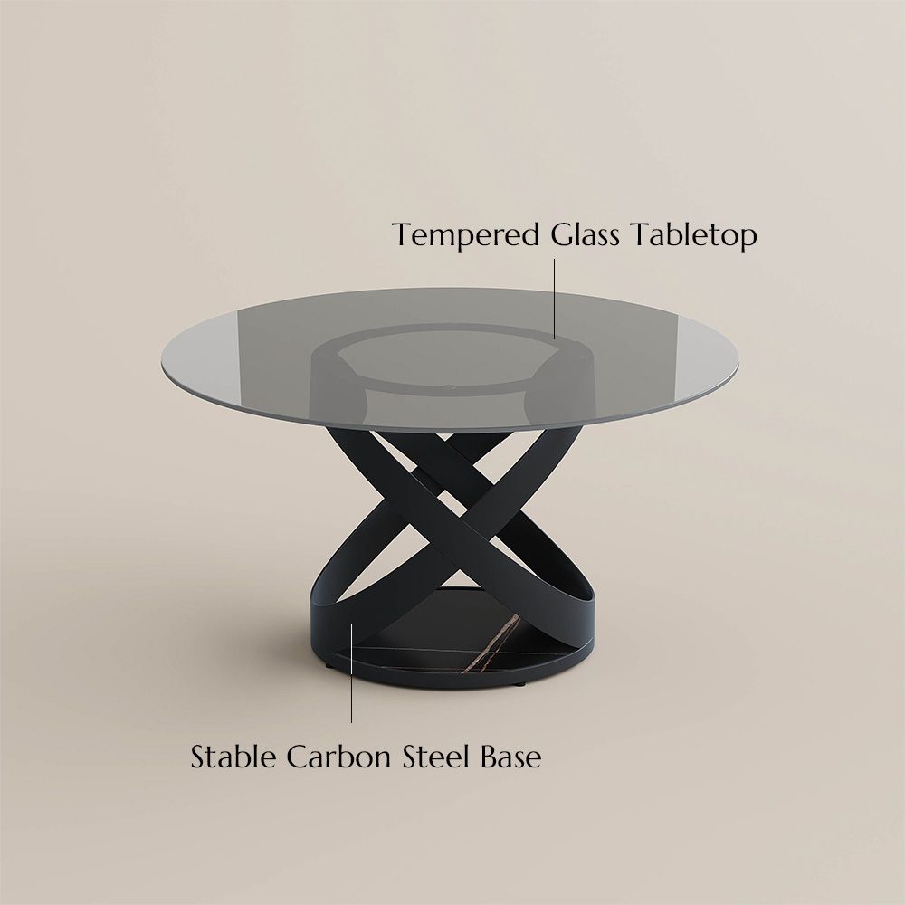 Seats 6 Smoked Gray Tempered Glass Dining Tables