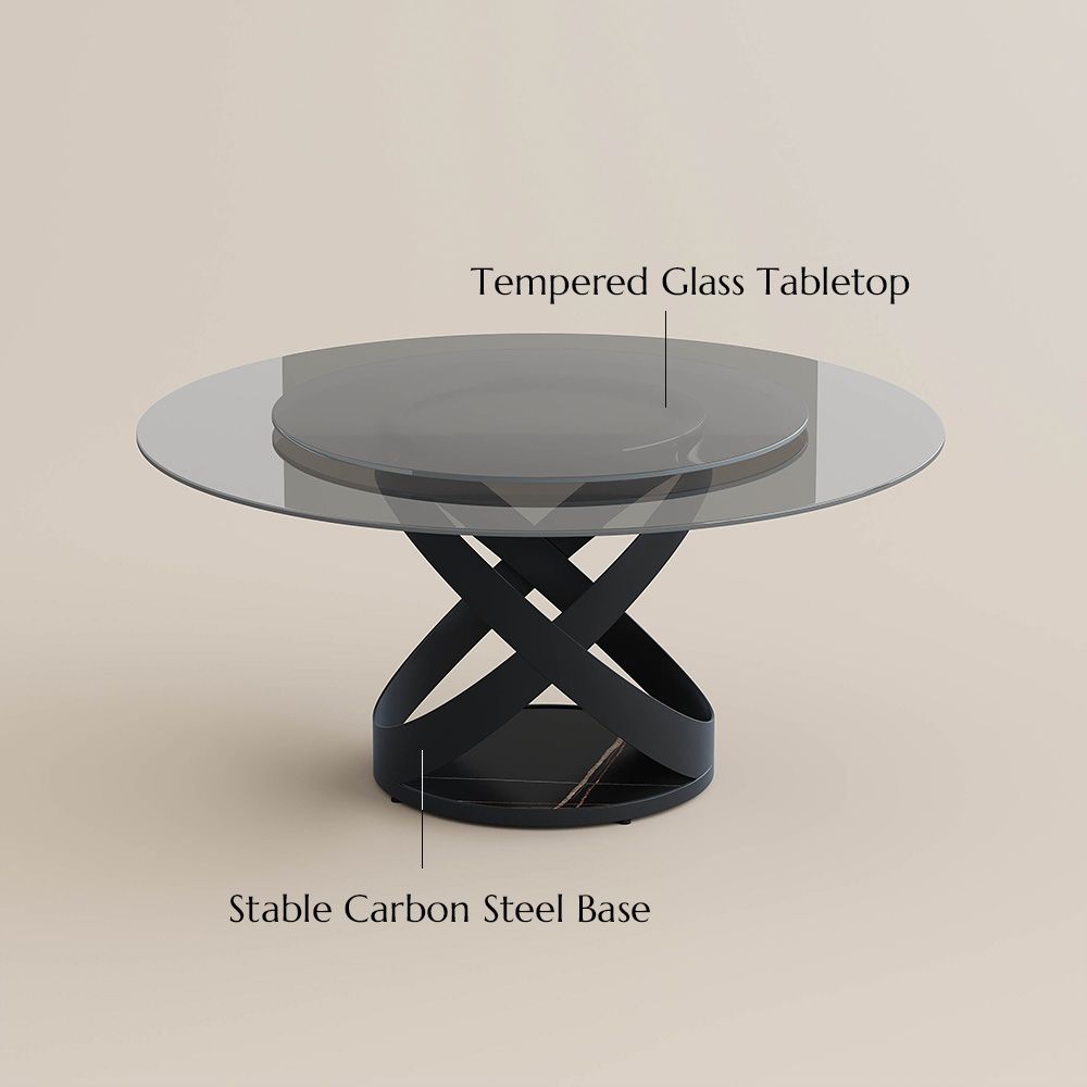 Partial Assembly Required Smoked Gray Tempered Glass Dining Tables