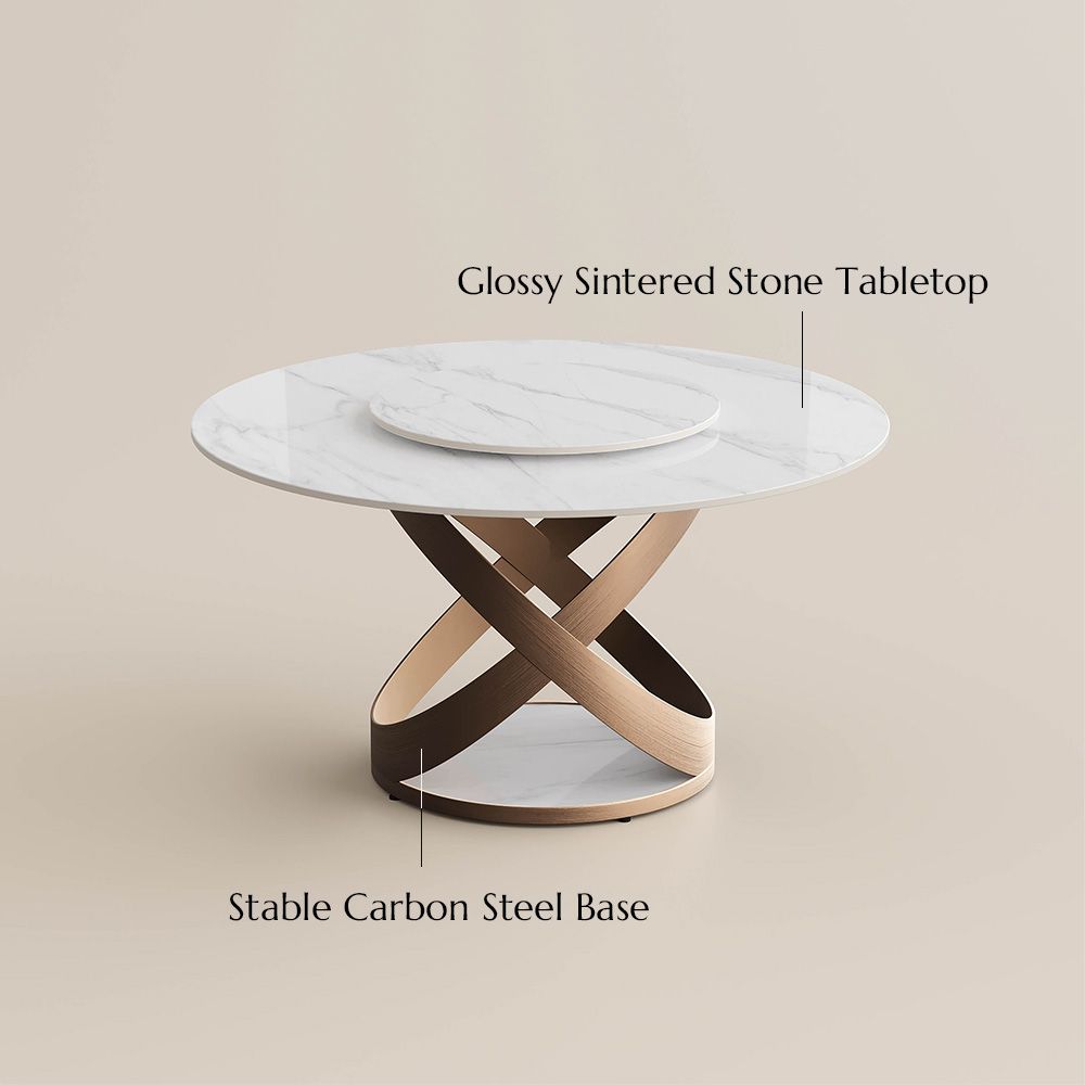 Glossy Sintered Stone White Glossy Sintered Stone Dining Tables