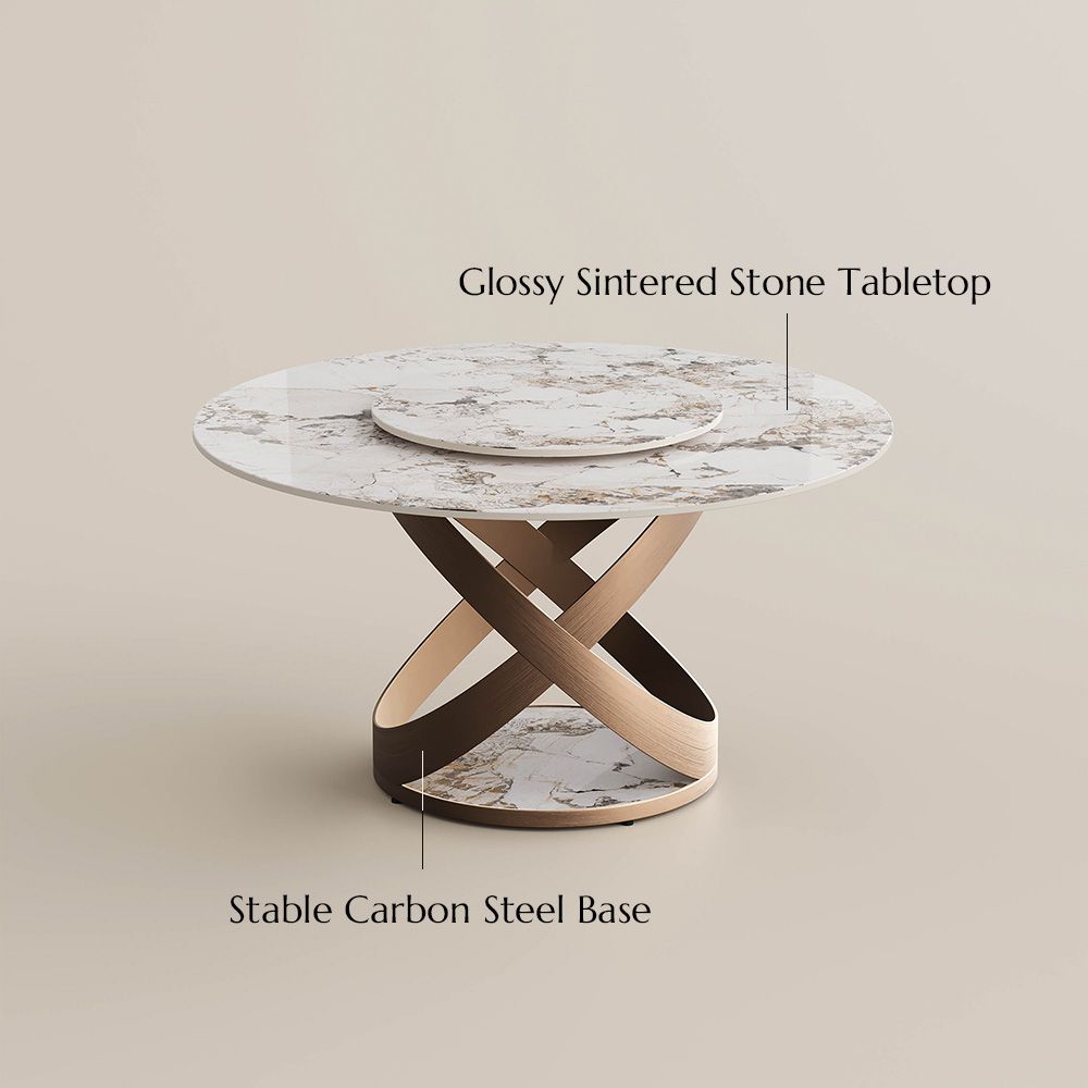 Partial Assembly Required Pandora Glossy Sintered Stone Dining Tables