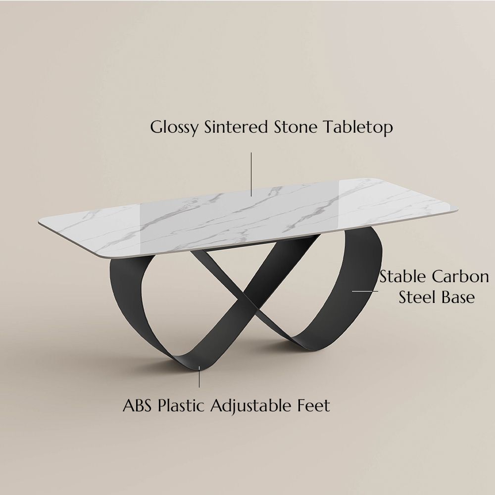 Base Glossy White Sintered Stone Dining Tables