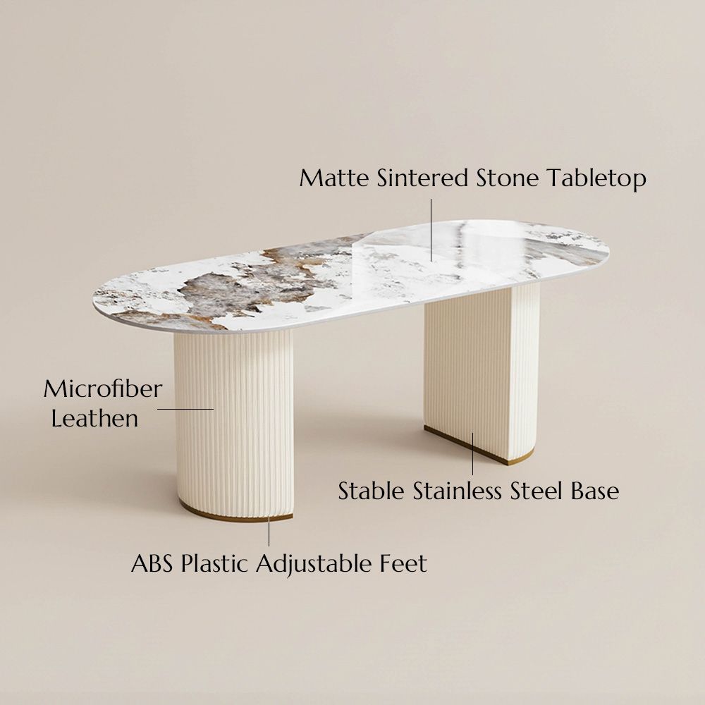 Partial Assembly Required Pandora Glossy Sintered Stone Dining Tables