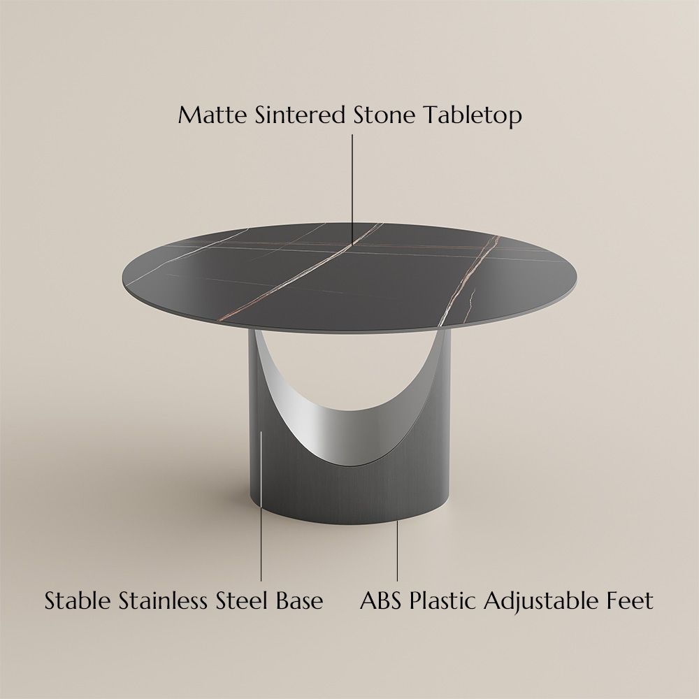 Seats 4 Black Matte Sintered Stone Dining Tables