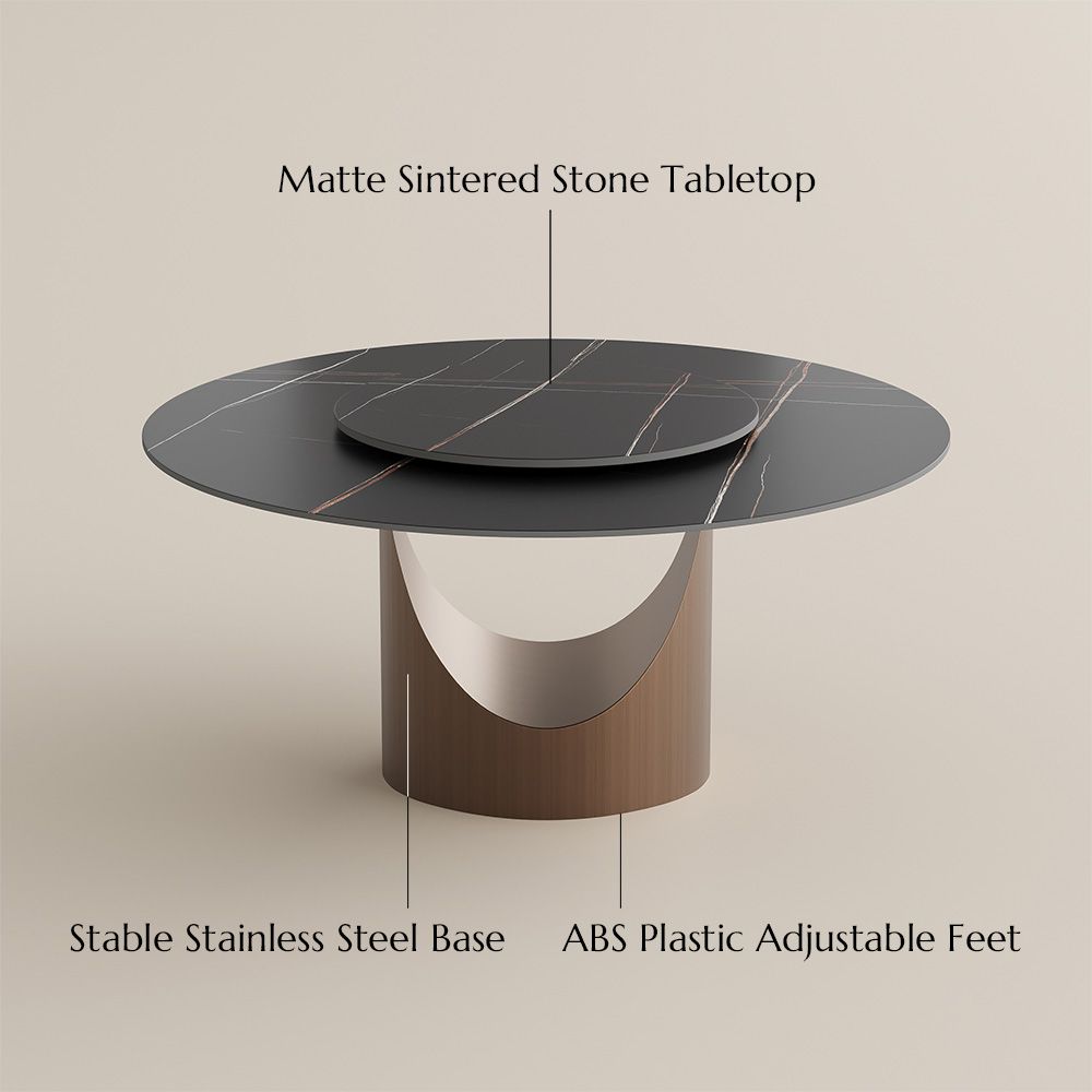 Round Black Sintered Stone Dining Tables