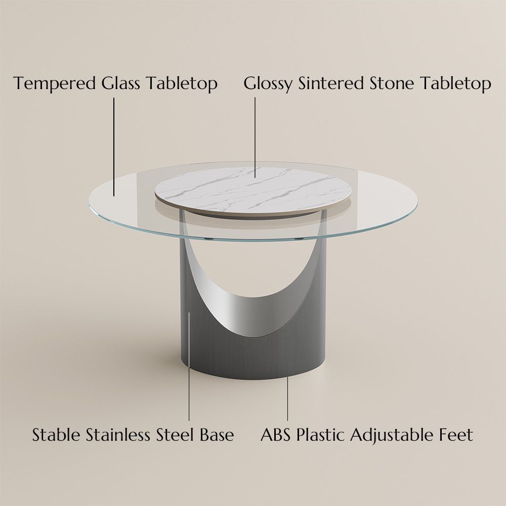 Seats 6 Clear & Gray Tempered Glass Dining Tables