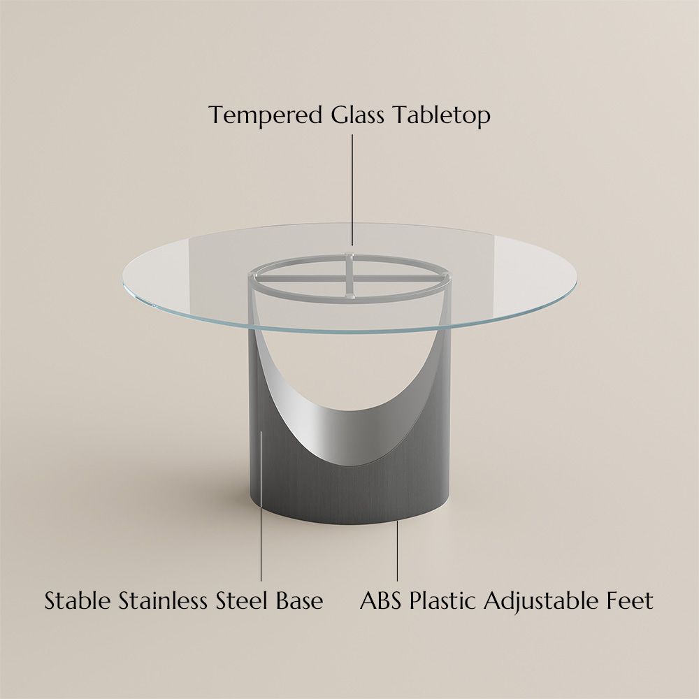 Modern Clear & Gray Tempered Glass Dining Tables