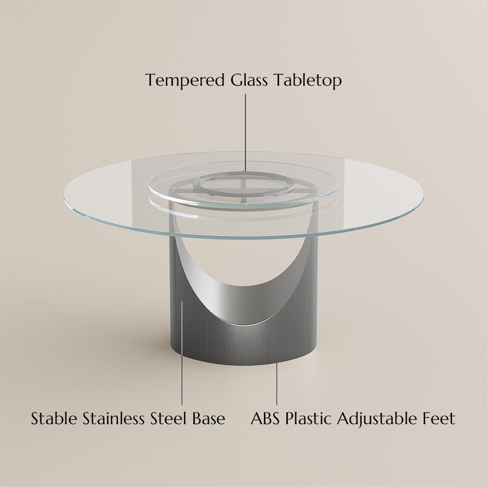 Seats 6 Clear & Gray Tempered Glass Dining Tables