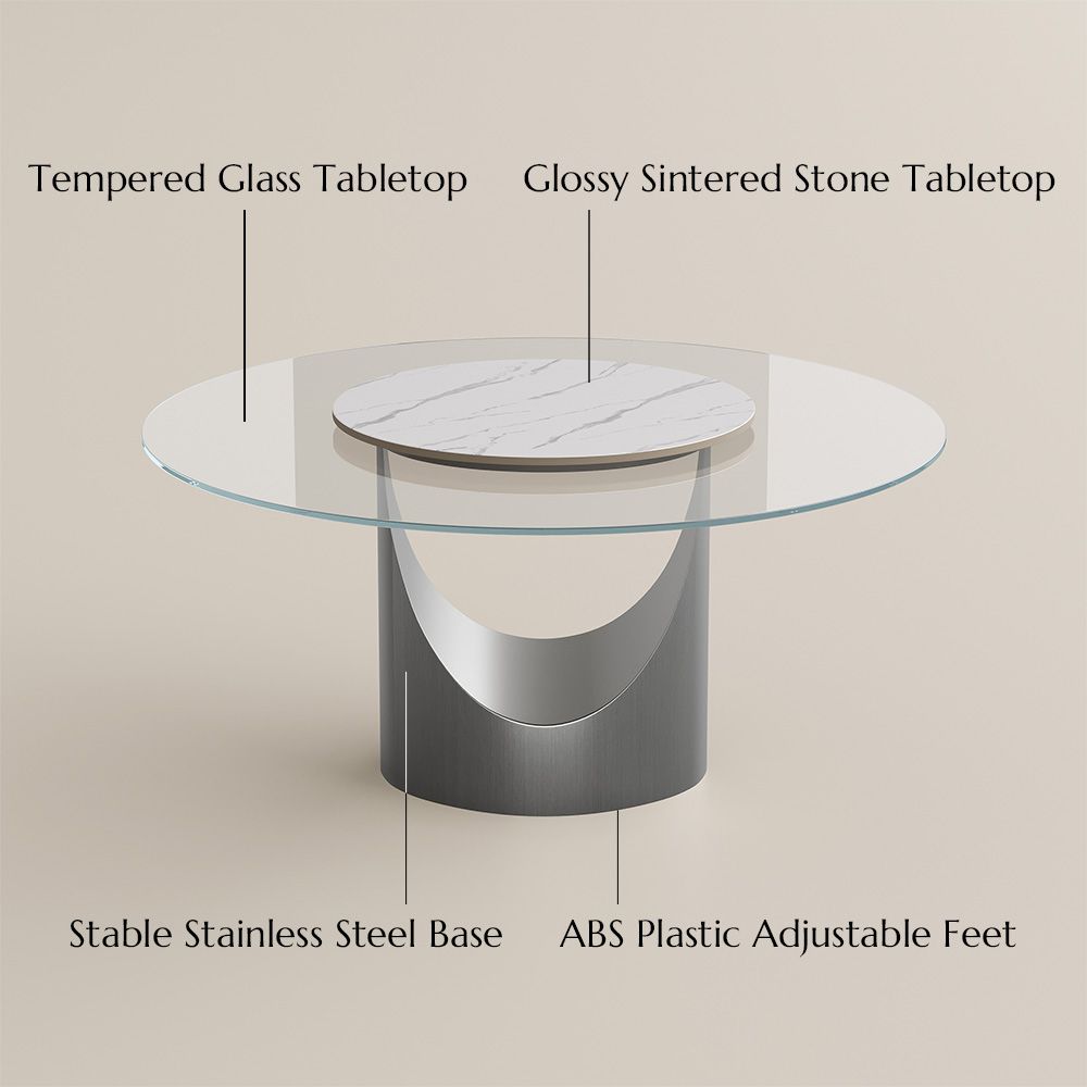 Seats 8 Clear & Gray Tempered Glass Dining Tables