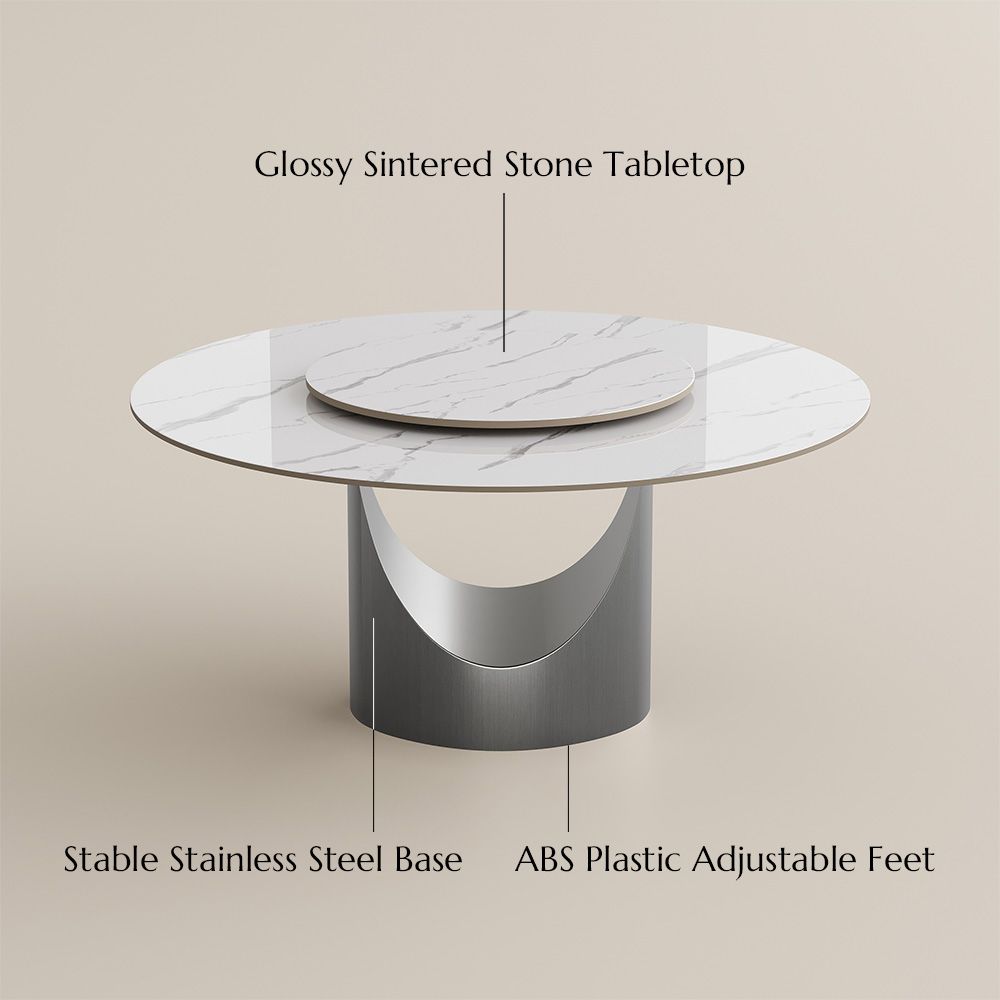Gray White Sintered Stone Dining Tables