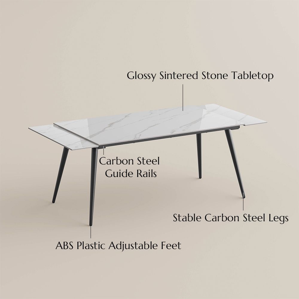 Legs White Sintered Stone Extendable Dining Tables