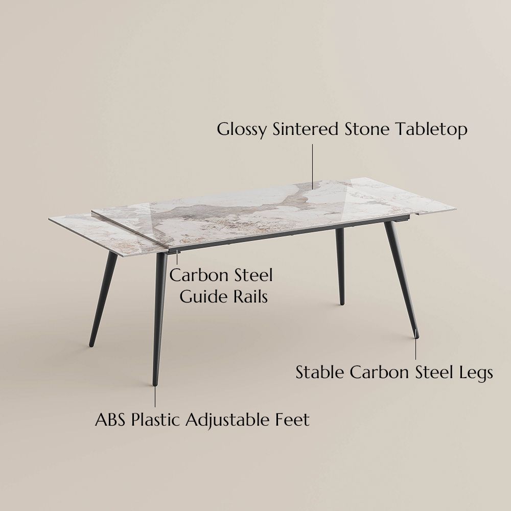 Metal Pandora Sintered Stone Extendable Dining Tables