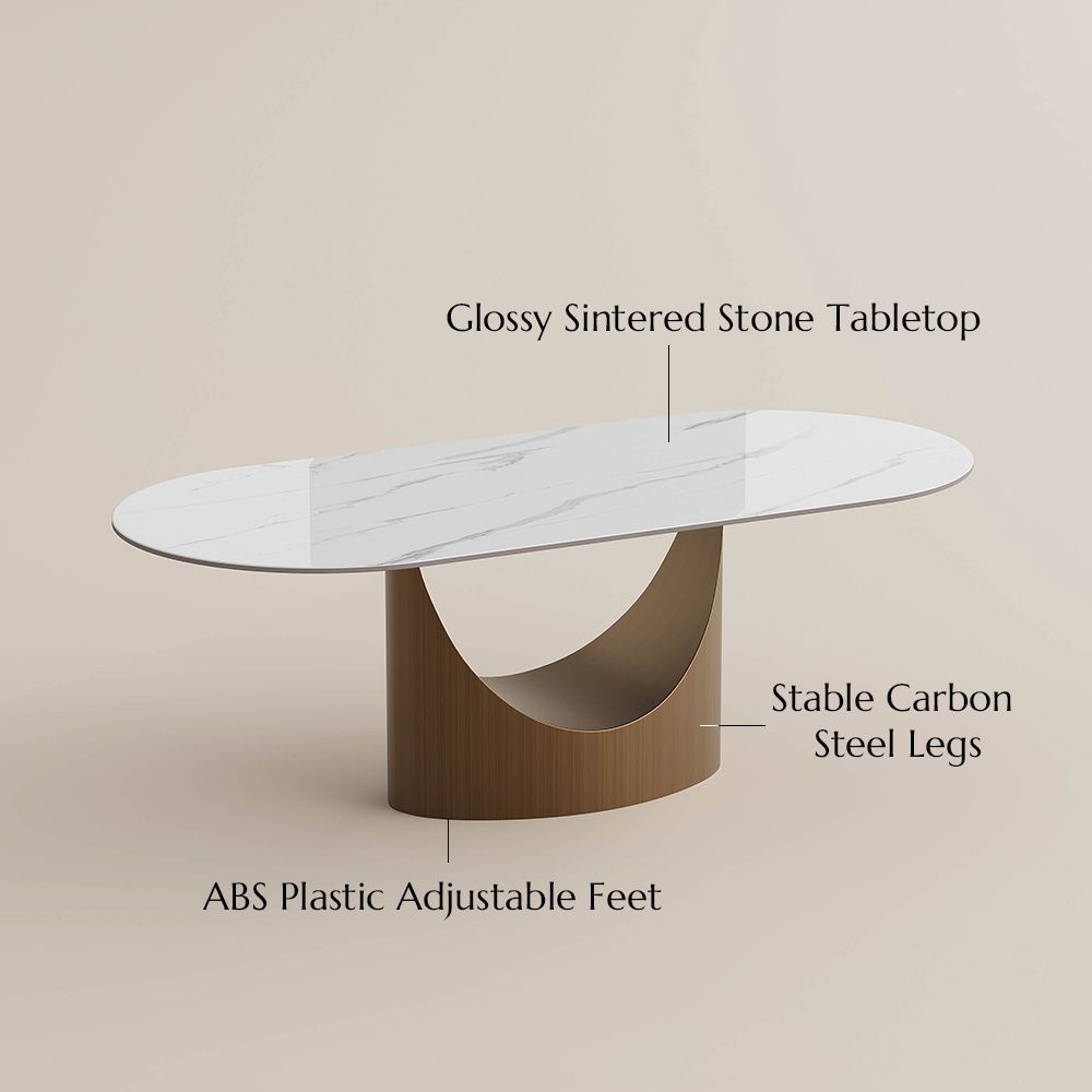 Seats 6 Glossy White Sintered Stone Dining Tables