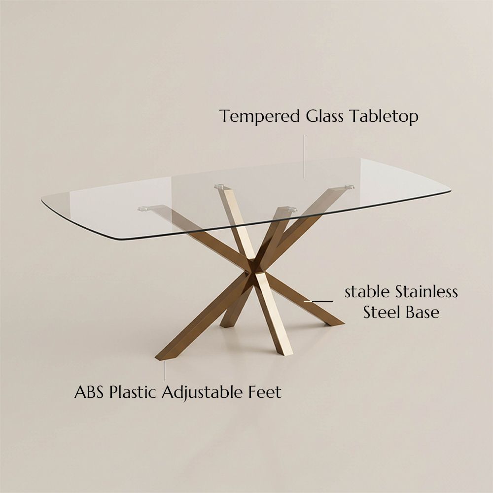 Seats 6 Clear & Gold Tempered Glass Dining Tables