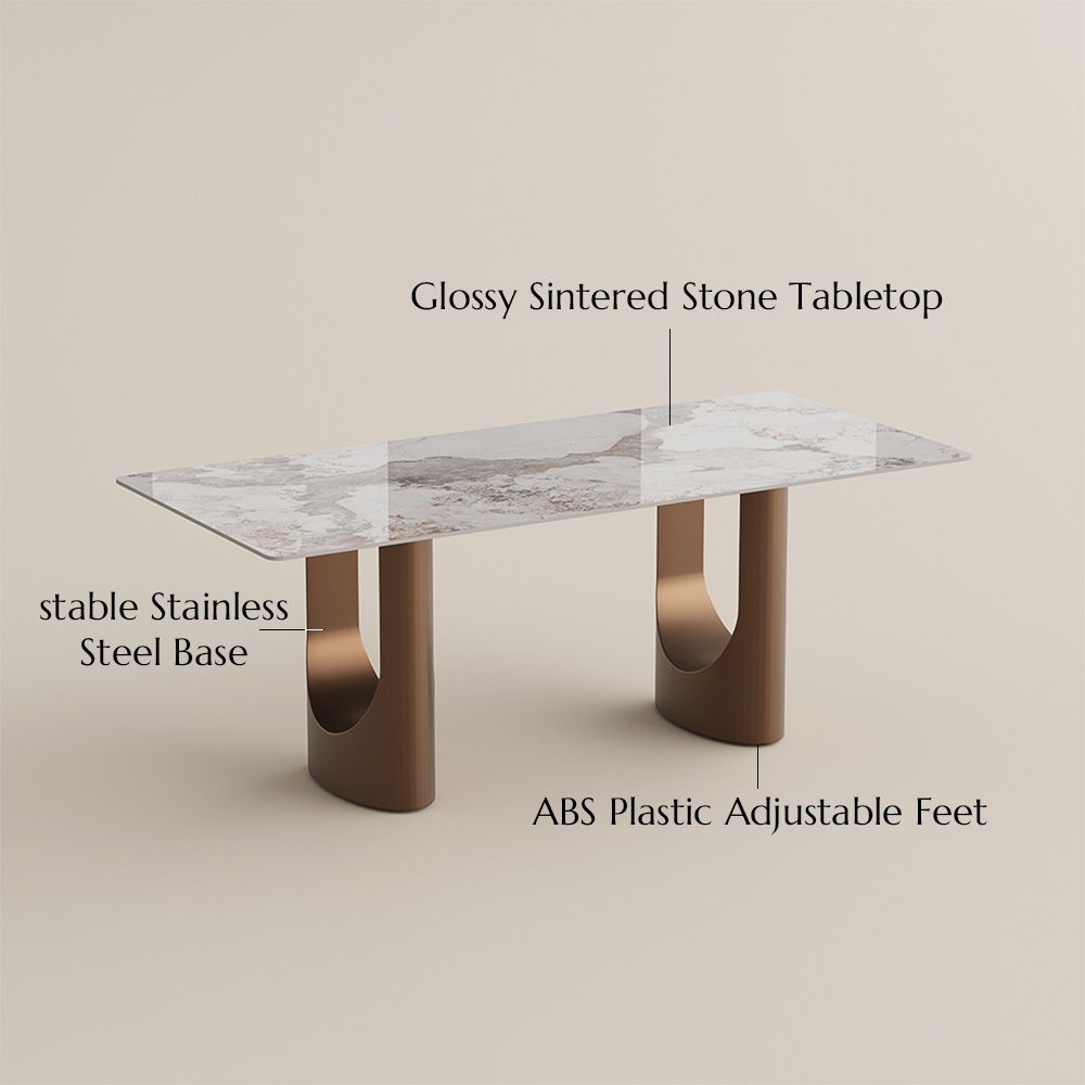 Rectangular Pandora Glossy Sintered Stone Dining Tables