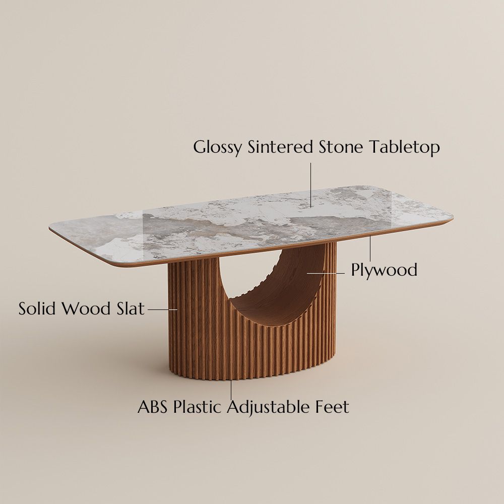 Seats 6 Pandora & Walnut Glossy Sintered Stone Dining Tables