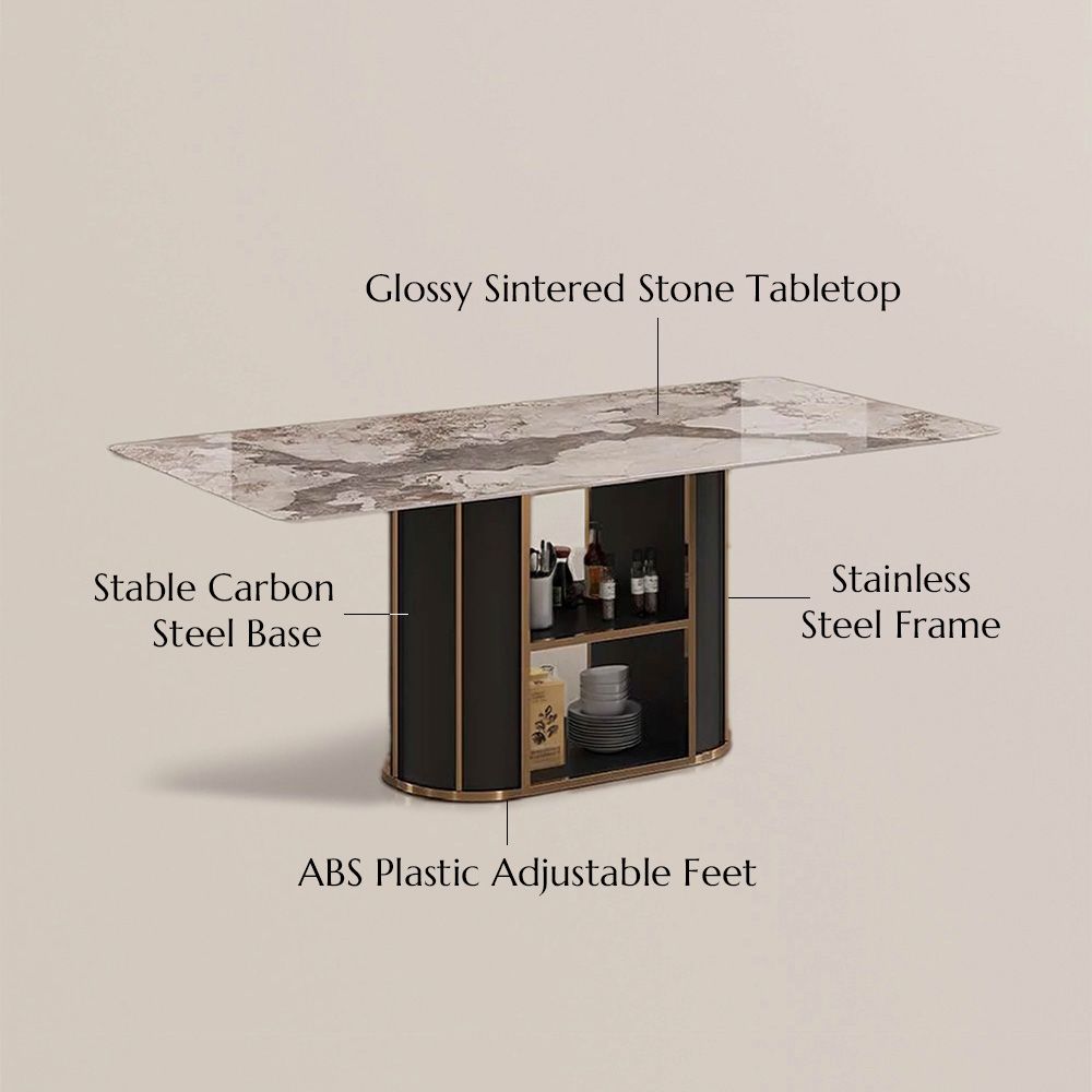 Pandora & Black Glossy Sintered Stone Dining Tables