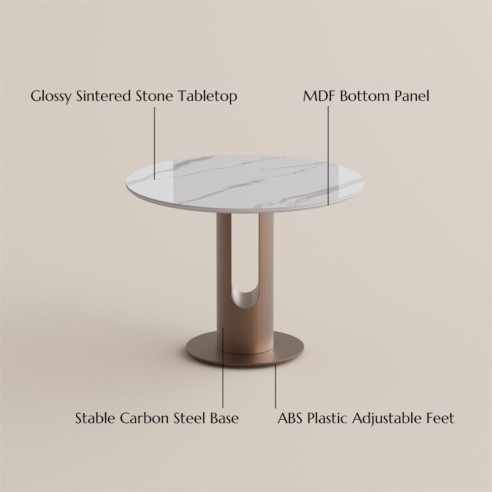 White & Bronze Glossy Sintered Stone Small Bar & Bistro Tables