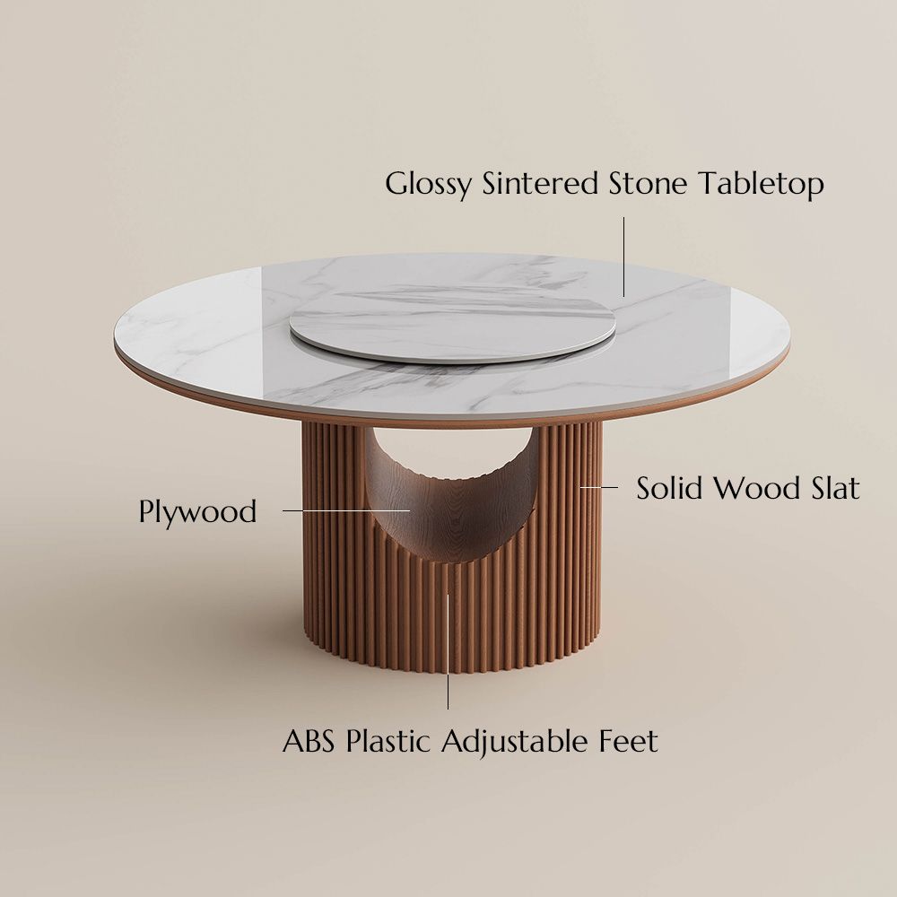 Seats 6 White Glossy Sintered Stone Dining Tables