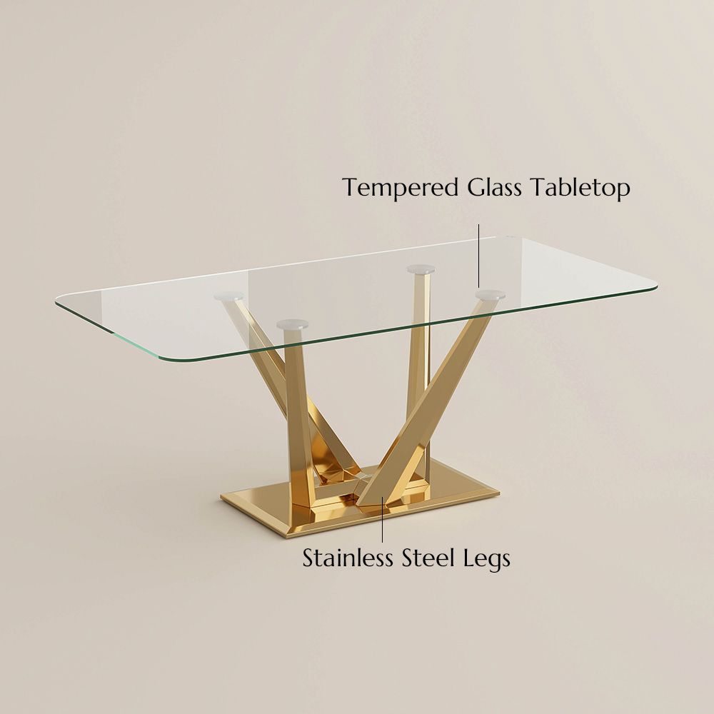 Metal Base Tempered Glass Dining Tables