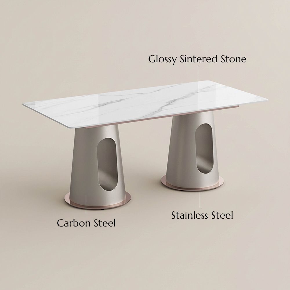 Sintered Stone White Glossy Sintered Stone Dining Tables
