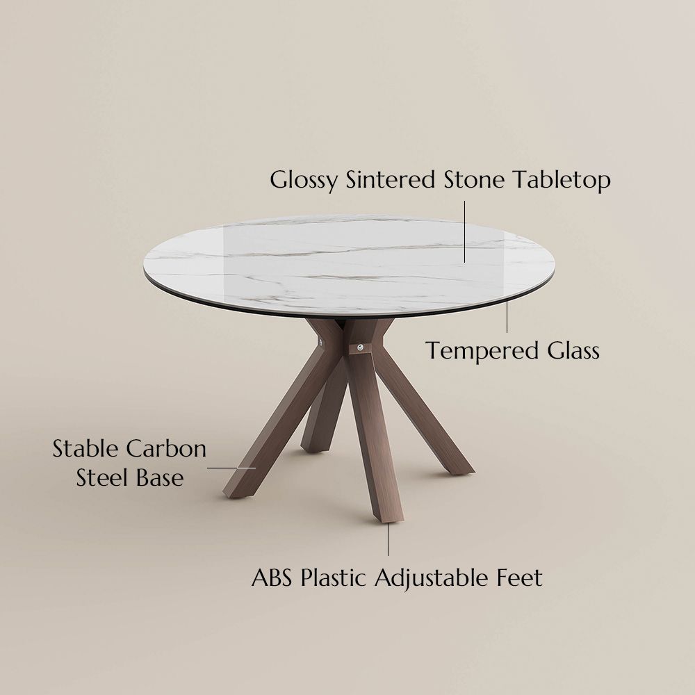 Bedroom White Glossy Sintered Stone Dining Tables