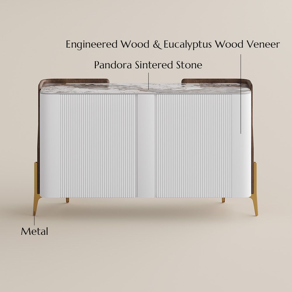 Modern Luxury White Glossy Sintered Stone Storage Cabinets