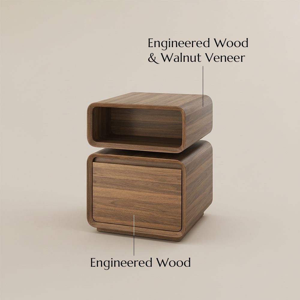 with Storage Walnut Color MDF End & Side Tables