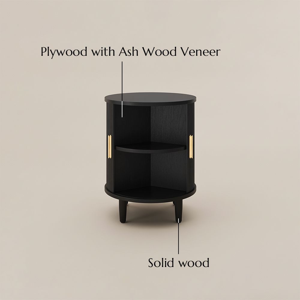 with Storage Black Plywood End & Side Tables