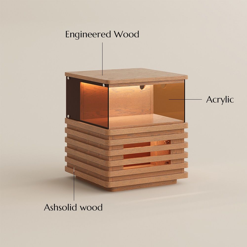 Slatted Design Black End & Side Tables