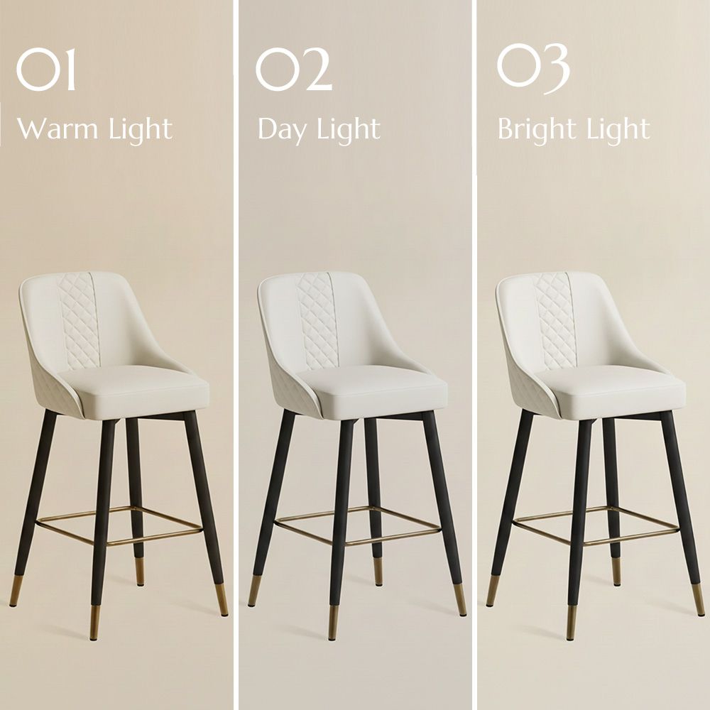Adjustable Height Beige PU Leather Bar Stools & Counter Stools