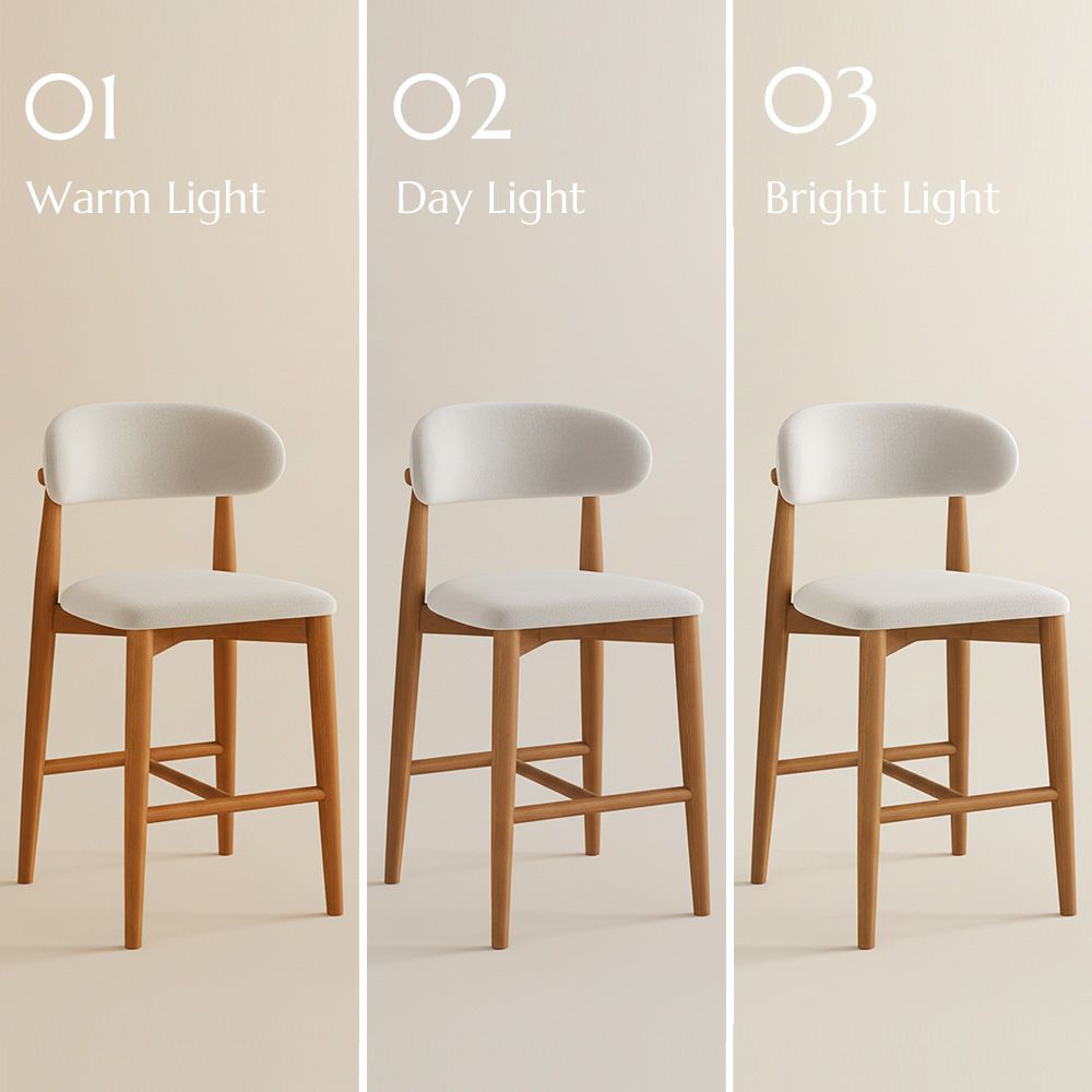 Solid Wood Leg Beige & Walnut Cotton Linen Bar Stools & Counter Stools