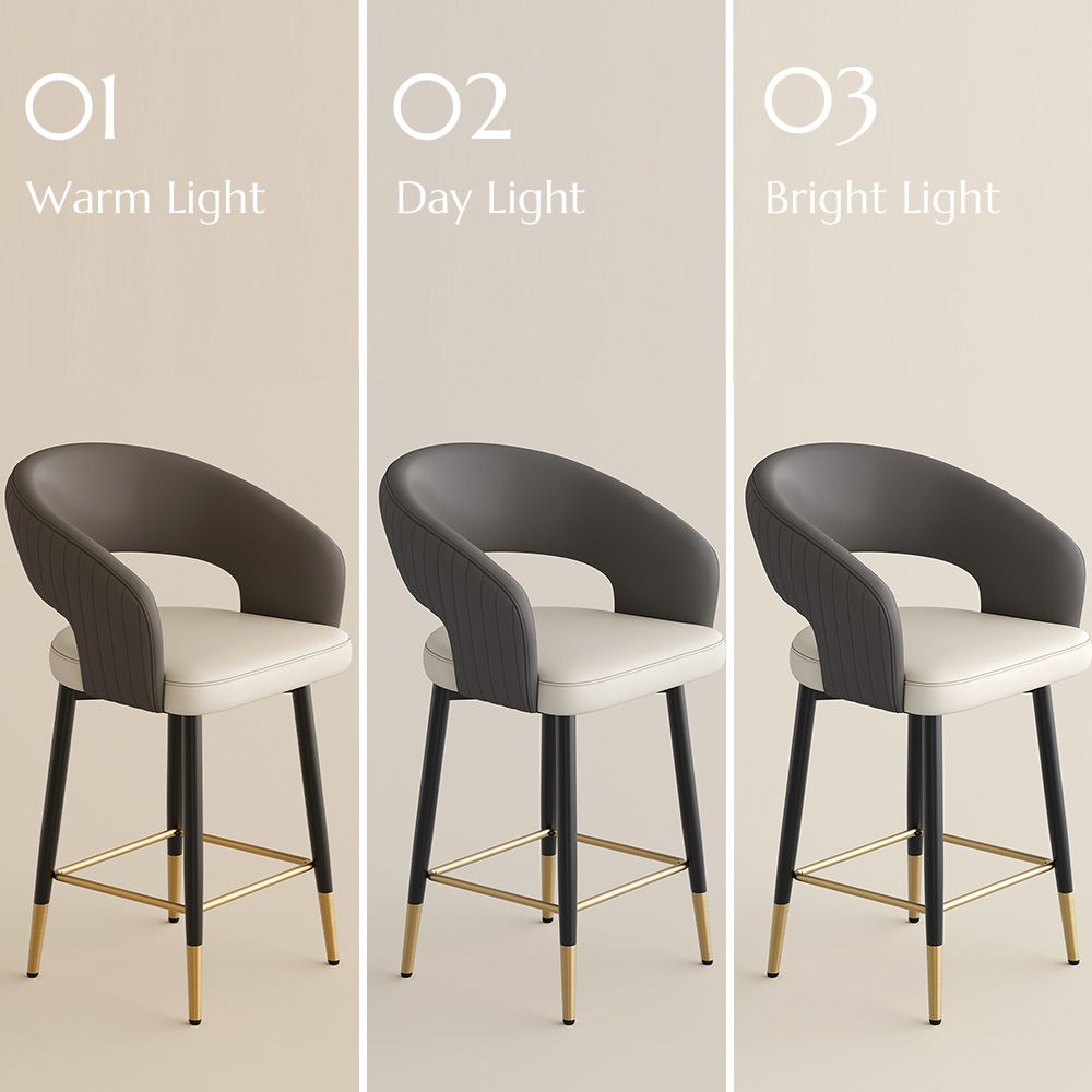 Beige Beige & Gray PU Leather Bar Stools & Counter Stools