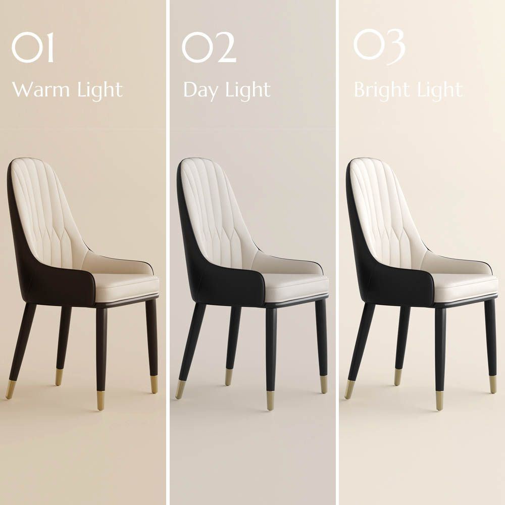 Modern Black & Beige PU Leather Dining Chairs
