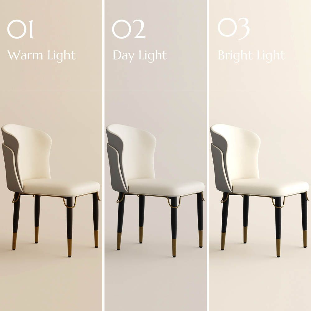 Beige Gray & Beige PU Leather Dining Chairs