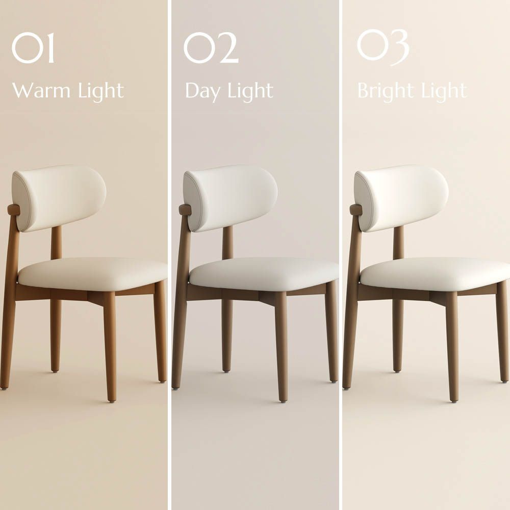 Cotton & Linen Beige & Bronze PU Leather Dining Chairs