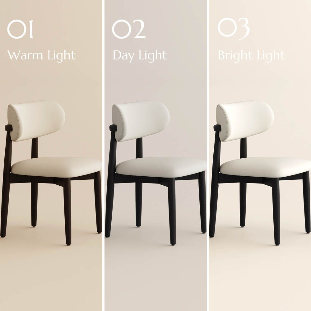 Ash Wood Beige & Black PU Leather Dining Chairs