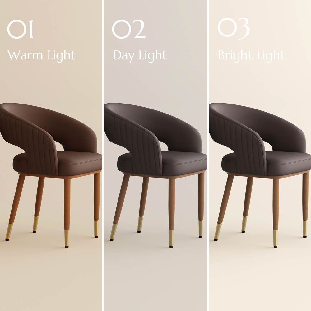 Modern Luxury Brown & Light Walnut PU Leather Dining Chairs