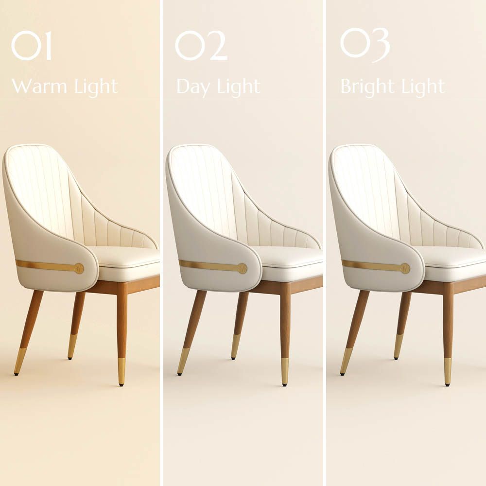 Beige Beige & Light Walnut PU Leather Dining Chairs