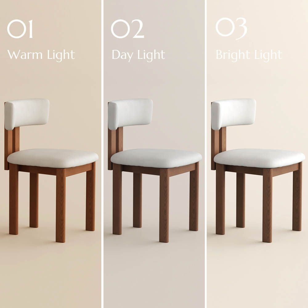 Fully Assembled Beige & Light Walnut PU Leather Dining Chairs