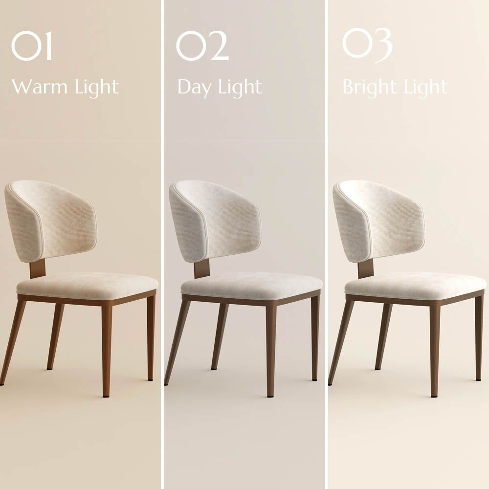 Modern Beige & Bronze Cotton Linen Dining Chairs