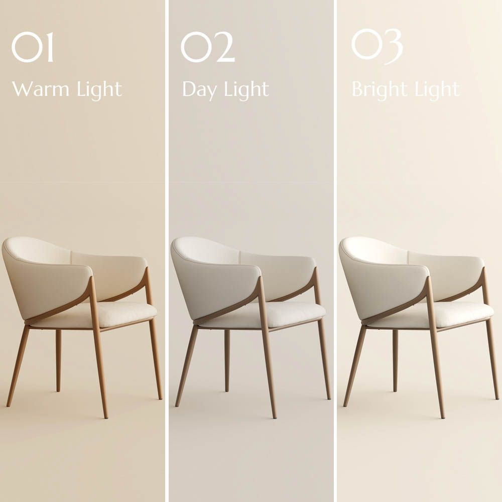 Beige Beige & Bronze PU Leather Dining Chairs