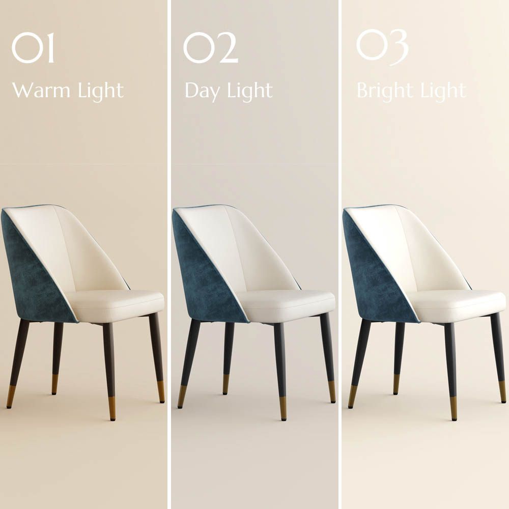 Barrel Beige & Blue PU Leather & Cotton Linen Dining Chairs