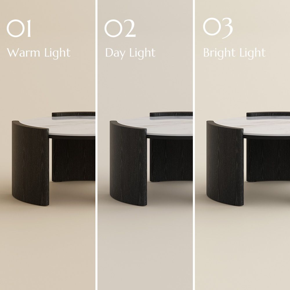 Wood Black Sintered Stone Coffee Tables