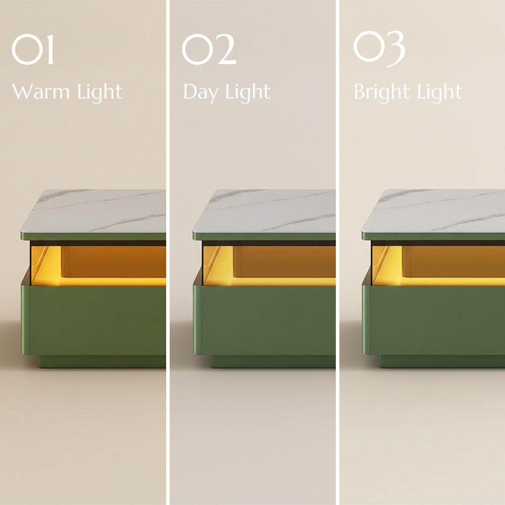 Wood Green & White Sintered Stone Coffee Tables