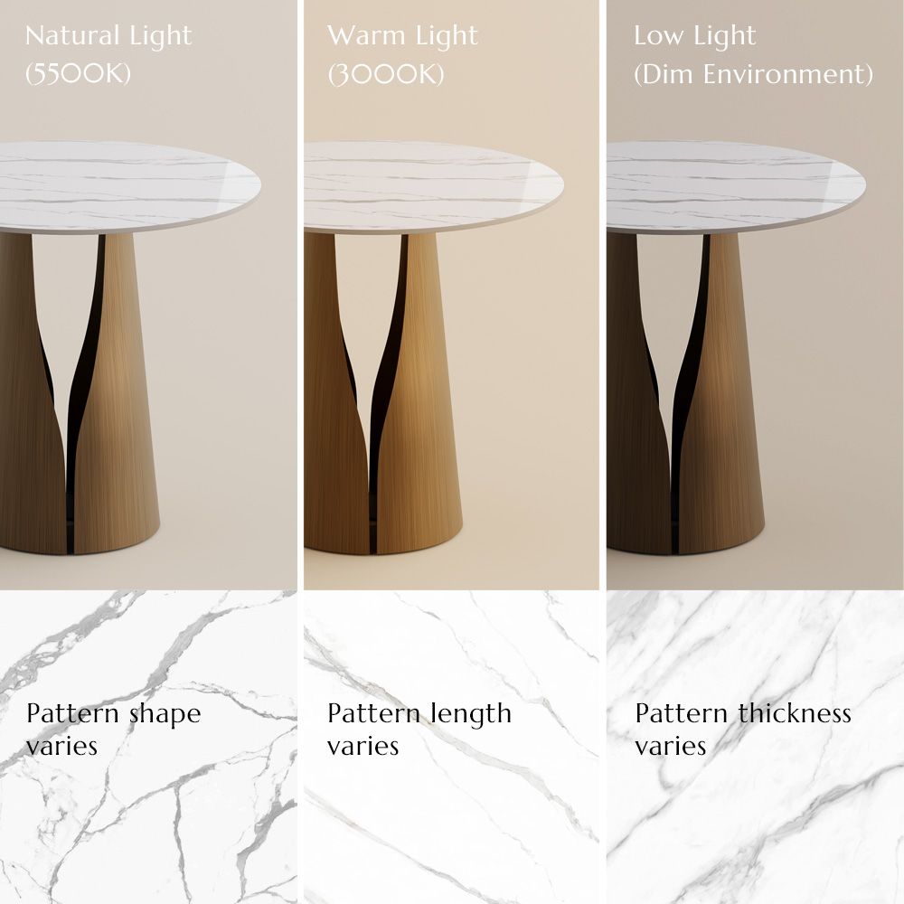 Pedestal White & Bronze Glossy Sintered Stone Small Bar & Bistro Tables